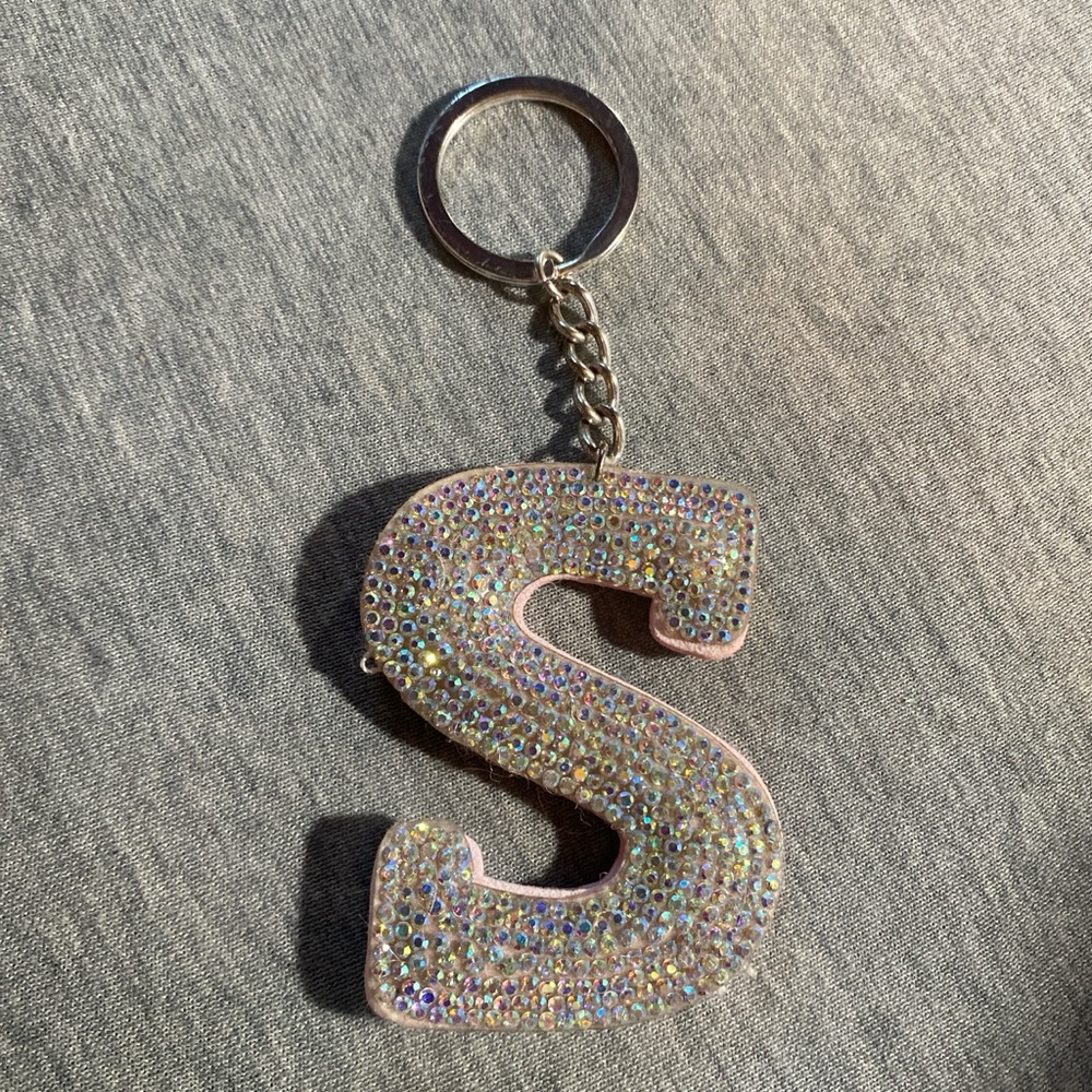 Sparkling Pink “s” Initial Keychain